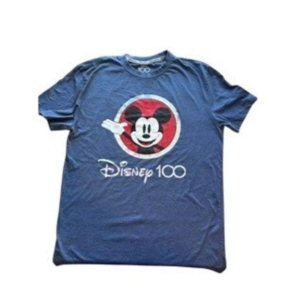 Disney 100 Years of Wonder Mickey Mouse Graphic T-Shirt Mens Large Heather Blue - Picture 1 of 3